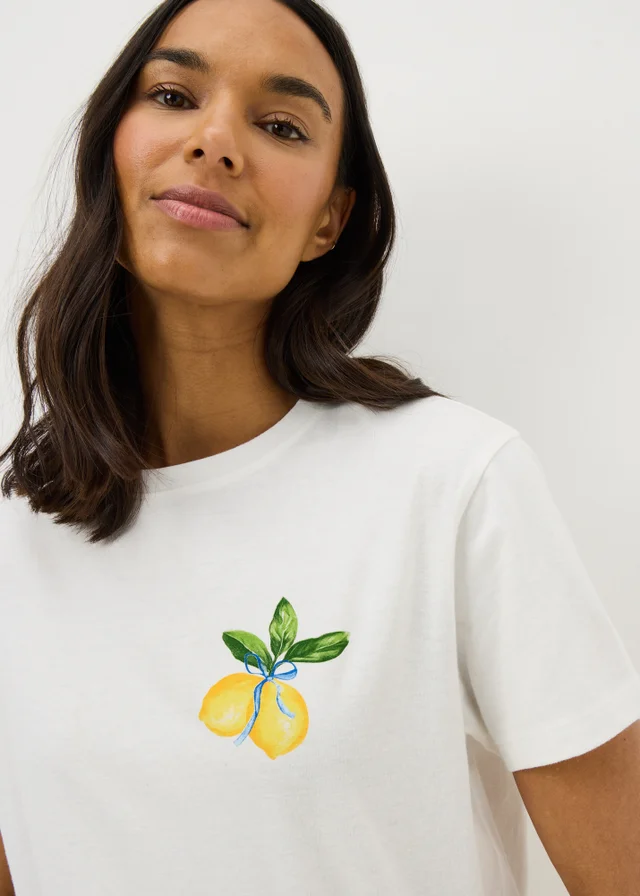 White Lemon Print Pyjama Set