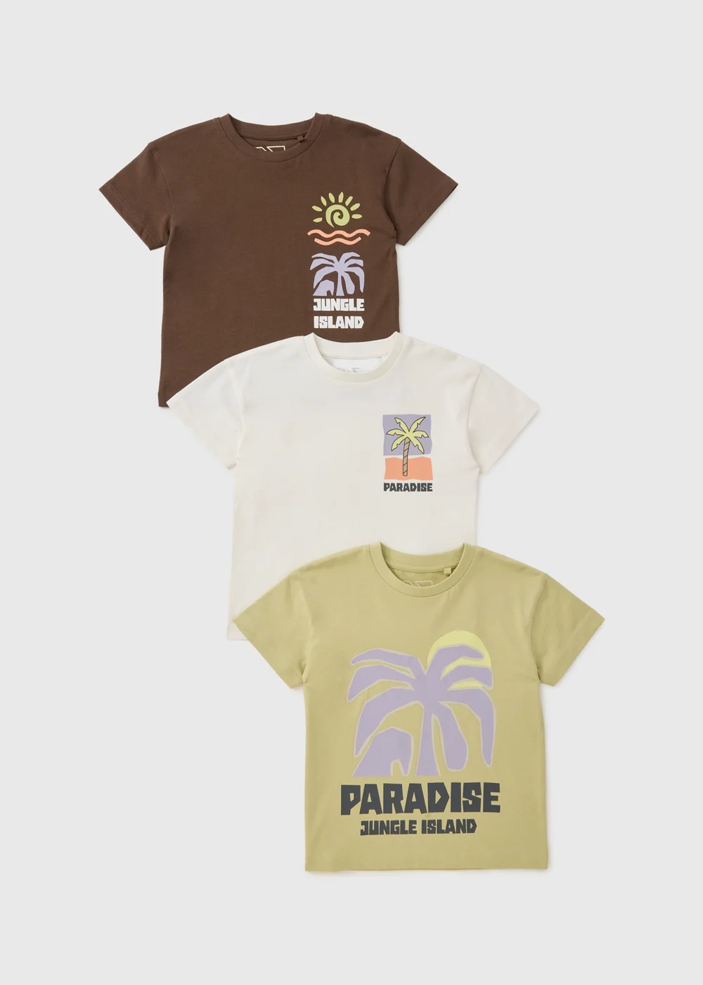 3 Pack Boys Multicolour Paradise T-Shirts (1-7yrs) - 1 to 1 half years Image 1