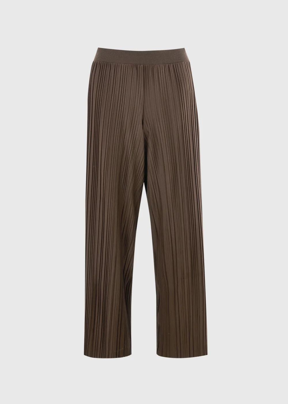 Chocolate Brown Plisse Wide Leg Co Ord Trousers - Size 08 29 leg Image 4