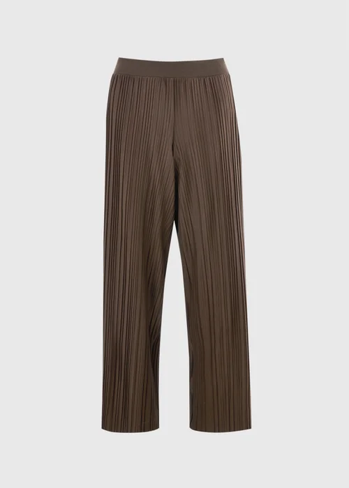 Chocolate Brown Plisse Wide Leg Co Ord Trousers - Size 08 29 leg Image 4