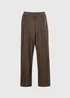 Chocolate Brown Plisse Wide Leg Co Ord Trousers - Size 08 29 leg Image 4