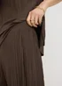 Chocolate Brown Plisse Wide Leg Co Ord Trousers - Size 08 29 leg Image 3