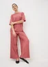 Pink Plisse Wide Leg Co Ord Trousers - Size 08 29 leg Image 1