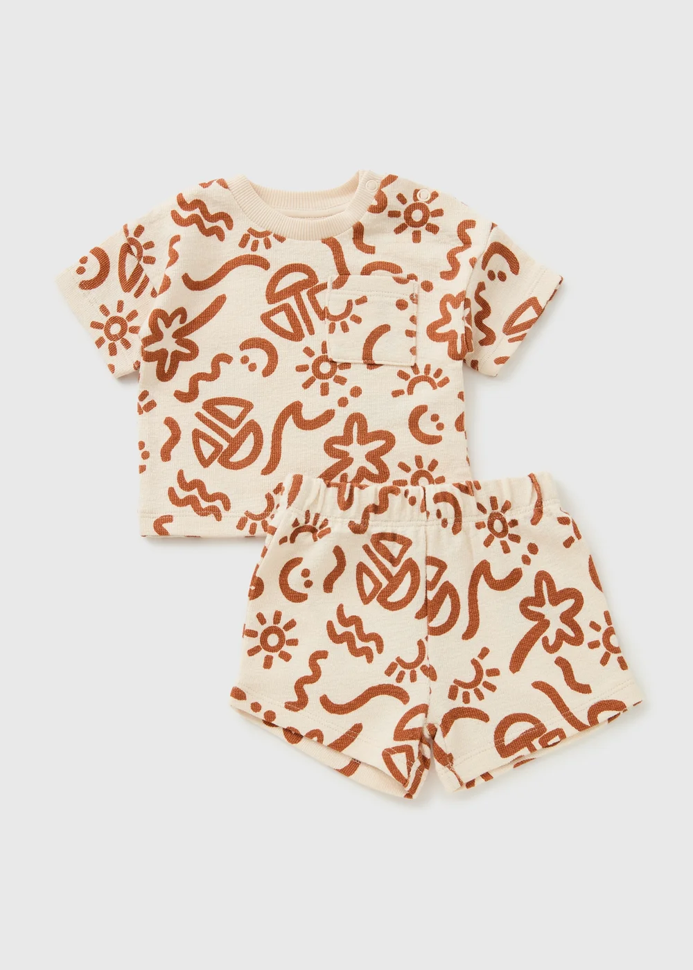 Baby Cream Holiday Print Top & Short (Newborn-23mths) - Up to 1 Month Image 1