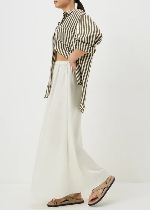 Cream Satin Drawstring Maxi Skirt - Size 8 Image 2