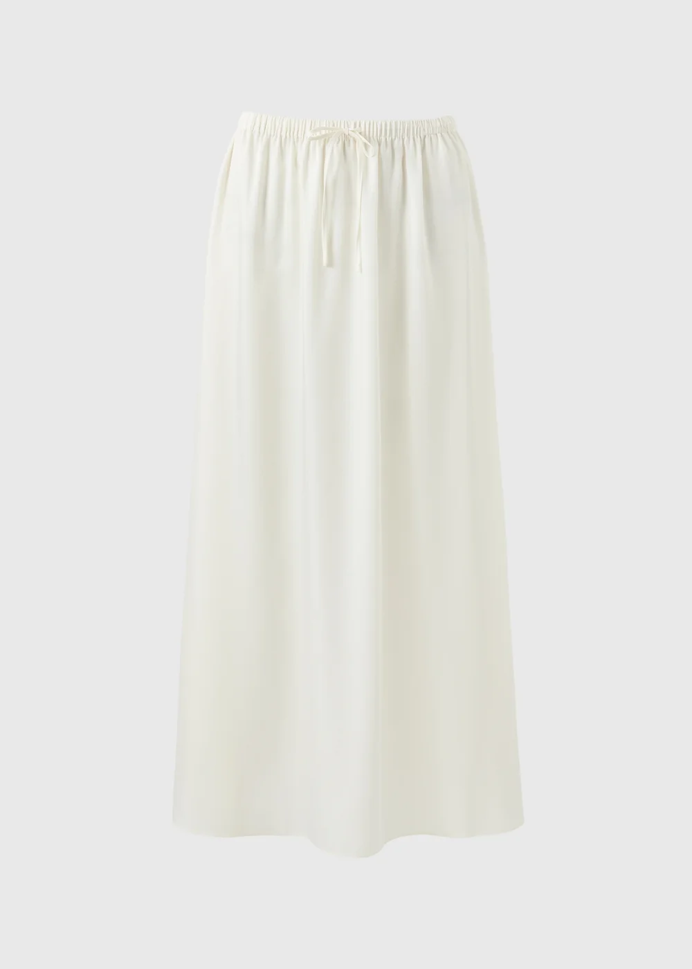 Cream Satin Drawstring Maxi Skirt - 14 Image 4