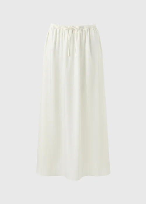 Cream Satin Drawstring Maxi Skirt - Size 8 Image 4
