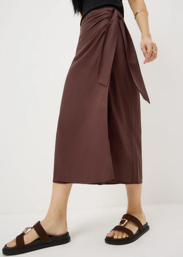 Chocolate Brown Wrap Midaxi Skirt