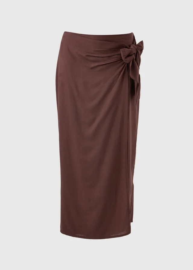 Chocolate Brown Wrap Midaxi Skirt