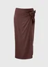 Chocolate Brown Wrap Midaxi Skirt - Size 8 Image 1