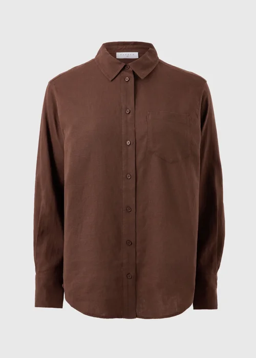 Chocolate Brown Linen Rich Shirt - Size 8 Image 3