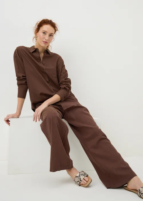 Chocolate Brown Linen Rich Shirt - Size 8 Image 1