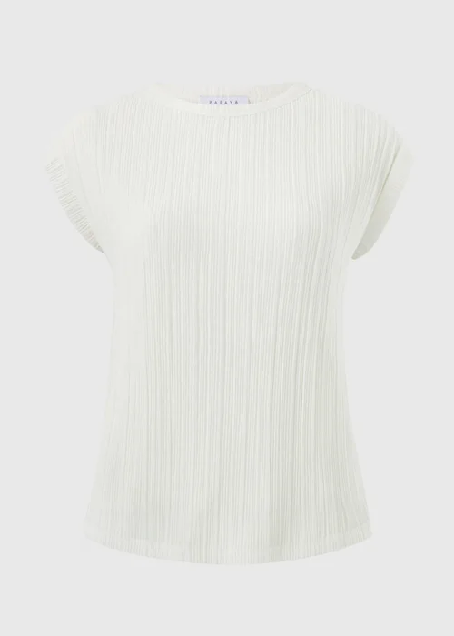 White Textured Cap Sleeve T-Shirt - Size 8 Image 4