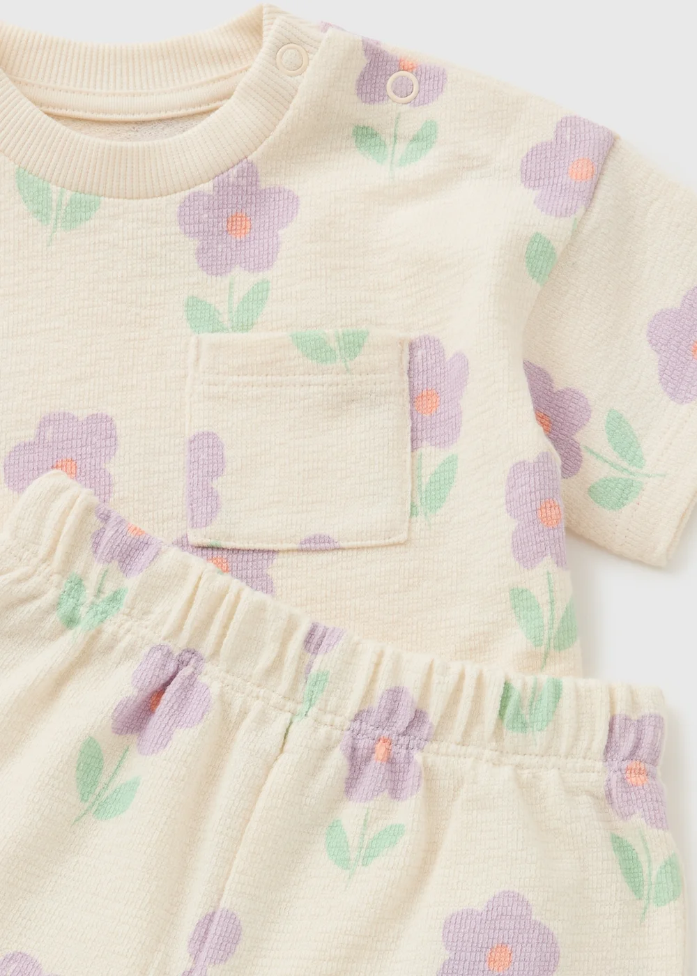 Baby Cream Flower Top & Shorts Set (Newborn-23mths) - Up to 1 Month Image 2