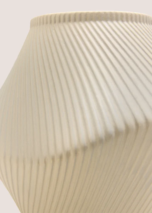 Cream Ribbed Abstract Vase Image 2