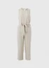 Stone Stripe Linen Belted Jumpsuit - Size 8 Image 1