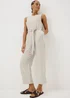 Stone Stripe Linen Belted Jumpsuit - Size 8 Image 1