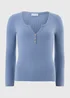Blue Pointelle Long Sleeve Henley Top - Size 10 Image 2