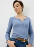 Blue Pointelle Long Sleeve Henley Top - Size 10 Image 1