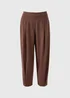 Chocolate Brown Linen High Waist Carrot Leg Trousers - Size 8 Image 4