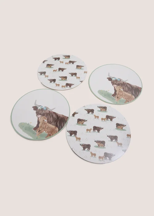 4 Pack Highland Cow Placemats Image 1