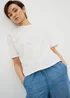 White Embroidered Boxy T-Shirt - Small Image 2