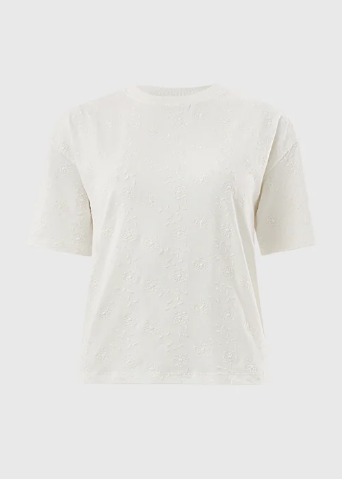 White Embroidered Boxy T-Shirt - Small Image 4