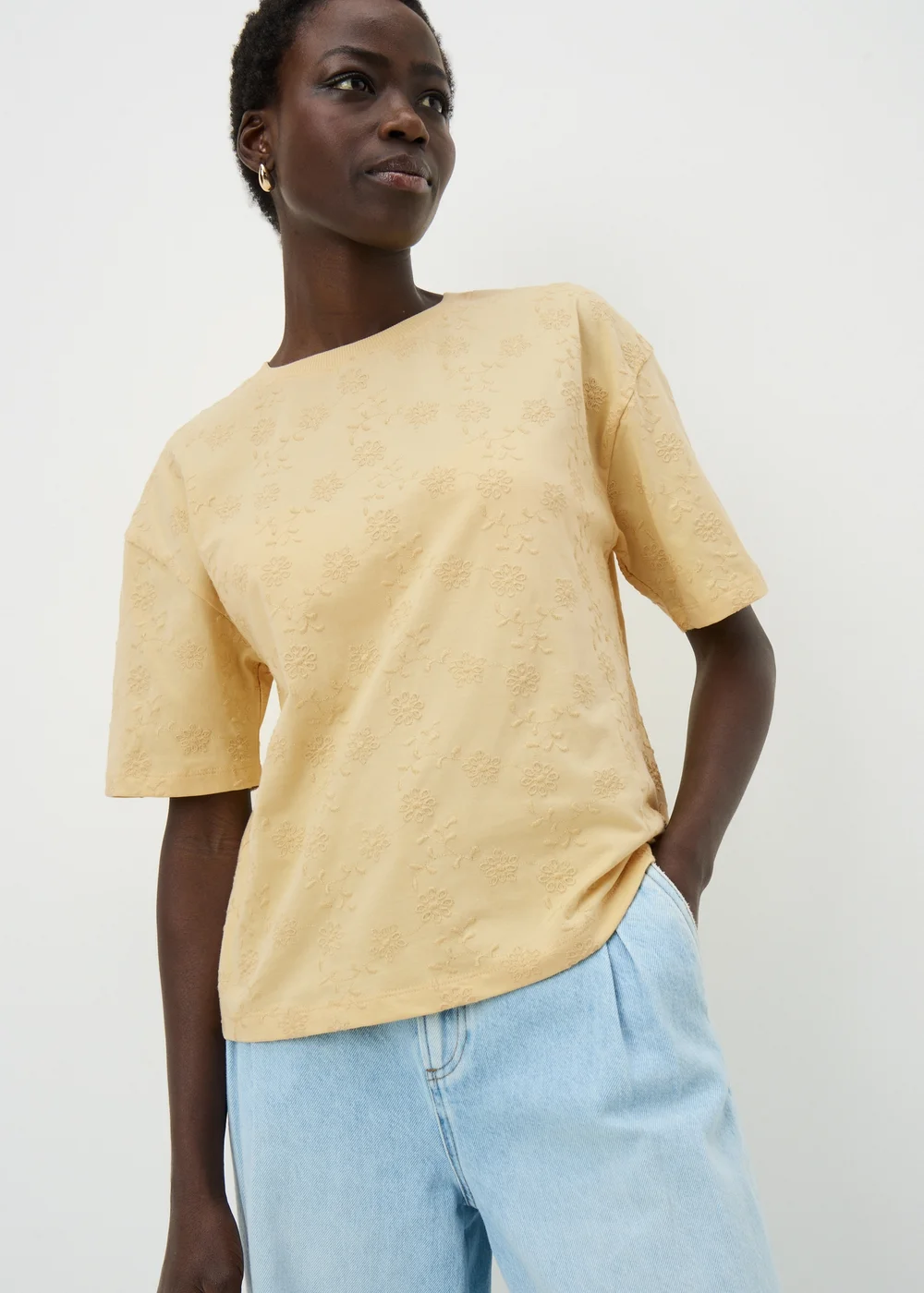 Butter Embroidered Box Top - Small Image 1