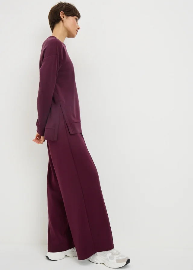 Souluxe Burgundy Wide Leg Jogging Bottoms