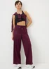 Souluxe Burgundy Wide Leg Jogging Bottoms - Small Image 1