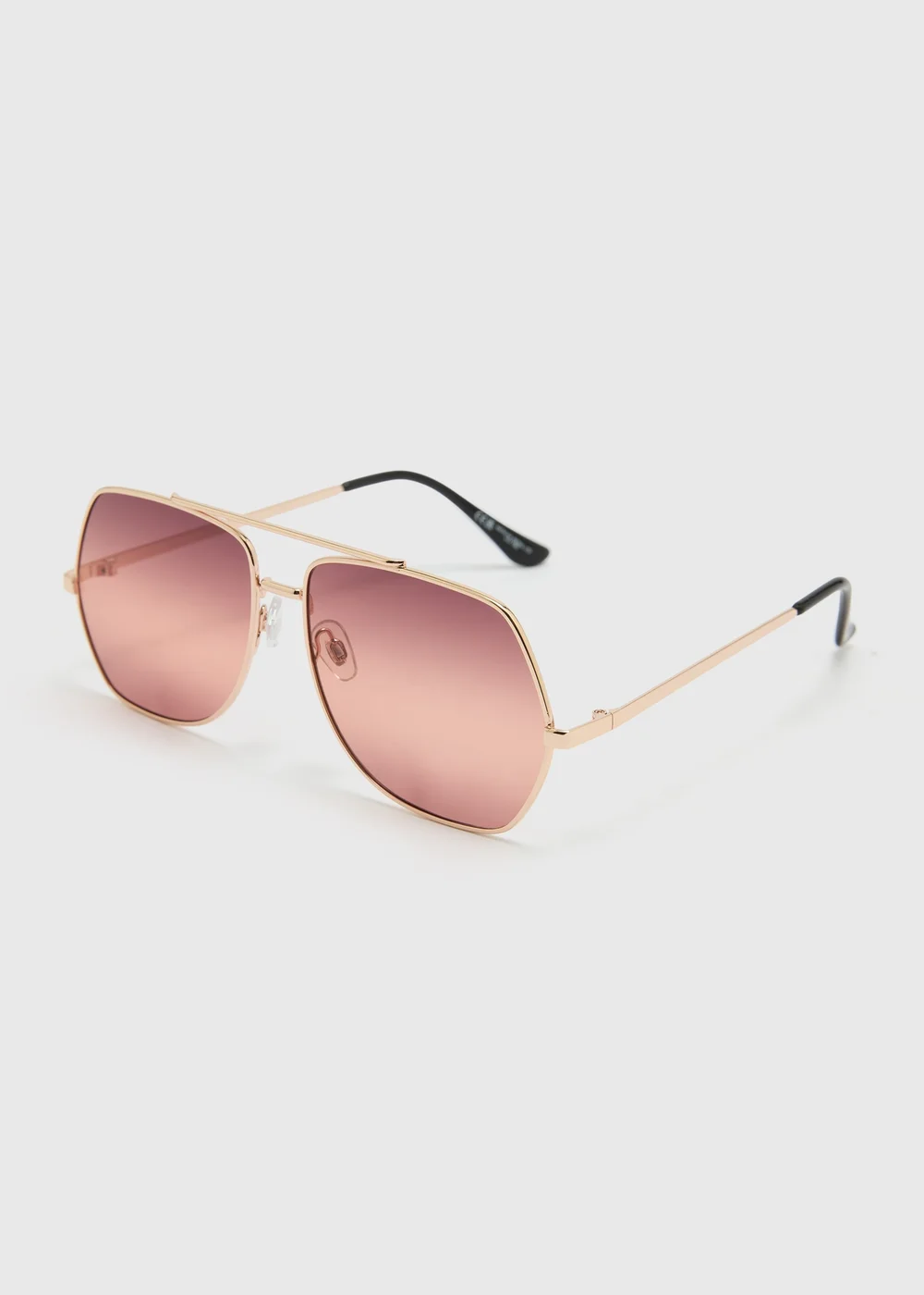Rose Gold Square Aviator Sunglasses - One Size Image 1