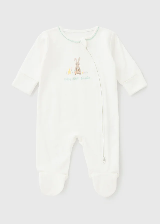 Baby White My First Easter Sleepsuit (Newborn-12mths)