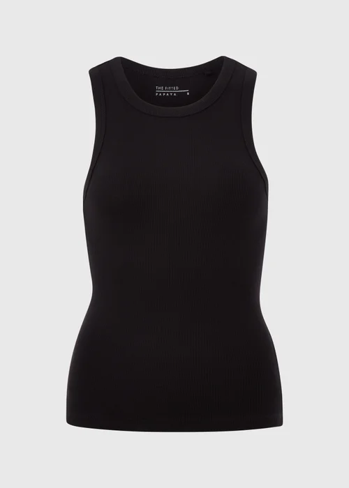 Black High Neck Ribbed Vest Top - Size 8 Image 3