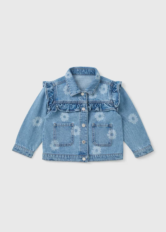 Girls Mid Wash Daisy Denim Jacket (1-7yrs)