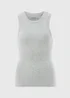 Grey Marl Ribbed High Neck Vest Top - Size 8 Image 1
