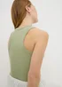 Olive Ribbed High Neck Vest Top - Size 8 Image 2
