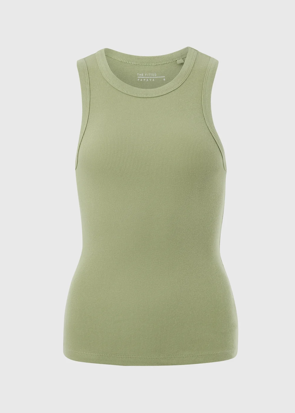 Olive High Neck Ribbed Vest Top - Size 8 Image 1