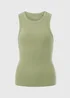 Olive High Neck Ribbed Vest Top - Size 8 Image 1