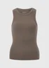 Brown Ribbed High Neck Vest Top - Size 8 Image 1