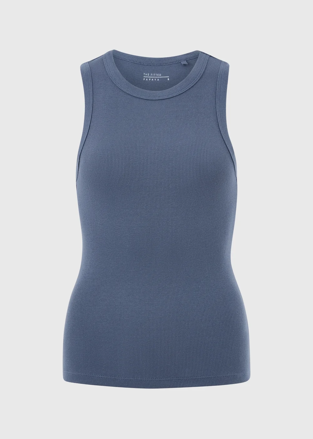 Slate Ribbed High Neck Vest Top - Size 8 Image 1