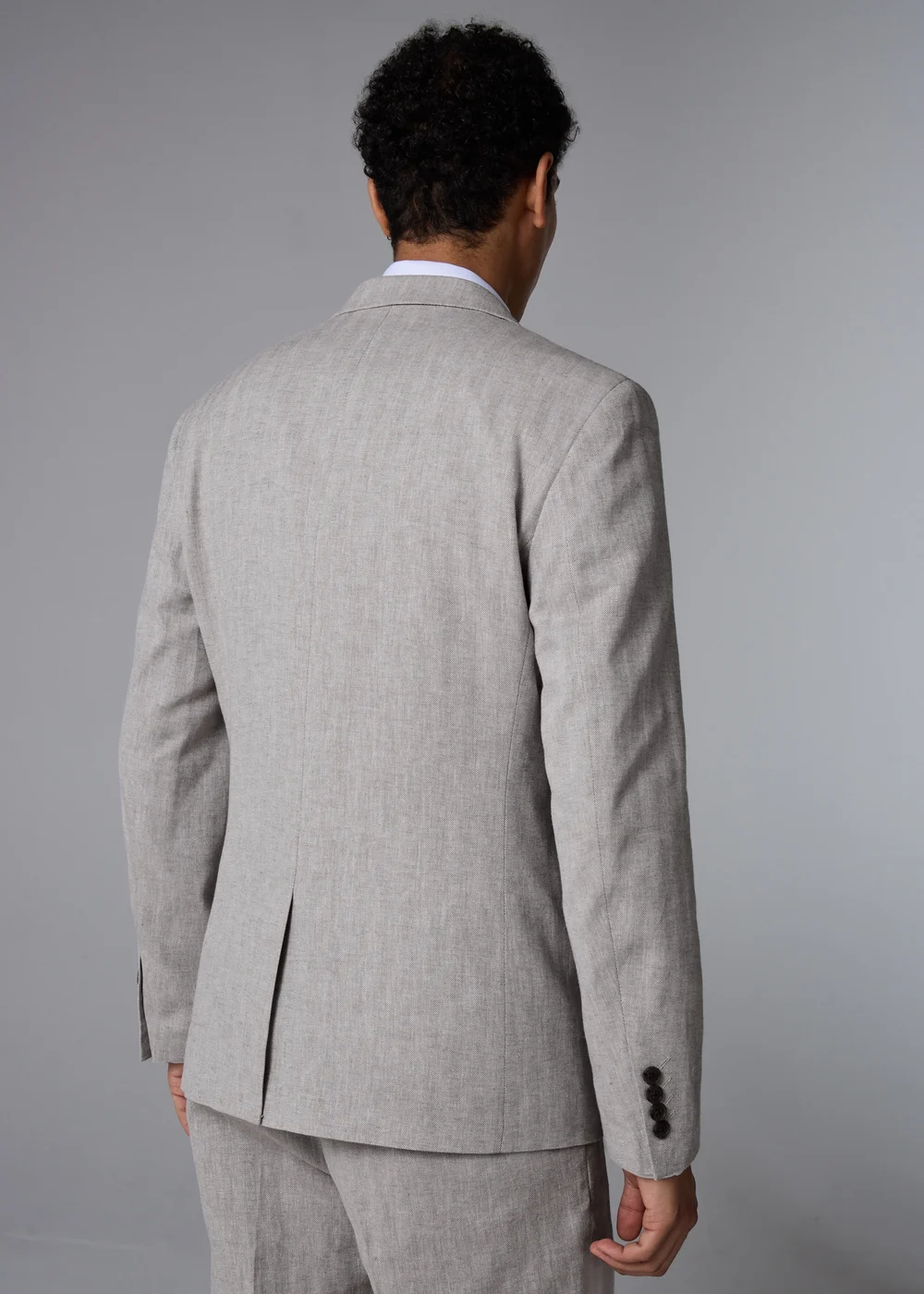 Taylor & Wright Langham Stone Linen Blend Herringbone Slim Fit Suit Jacket - 34 Chest Short Image 3