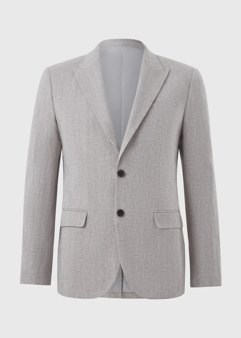 Taylor & Wright Langham Stone Linen Blend Herringbone Slim Fit Suit Jacket - 34 Chest Short Image 4