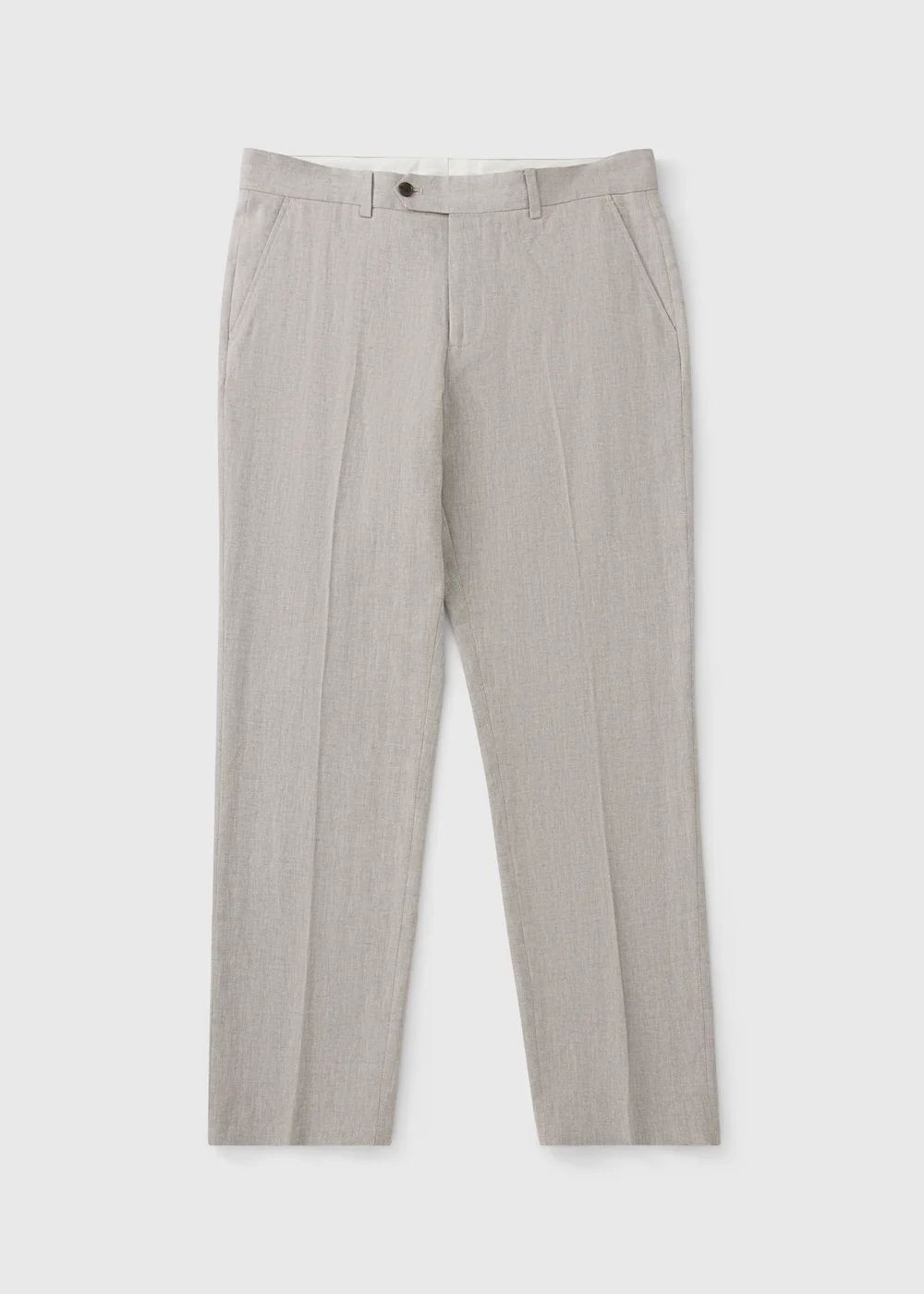 Taylor & Wright Langham Stone Linen Blend Herringbone Slim Suit Trousers - 28 Waist 29 Leg Image 5
