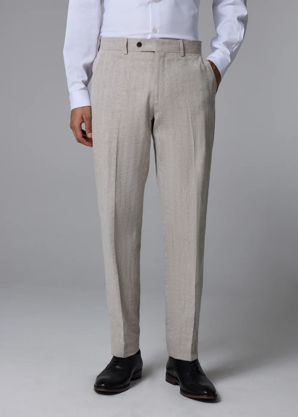 Taylor & Wright Langham Stone Herringbone Slim Suit Trousers - 26 Waist 29 Leg Image 1