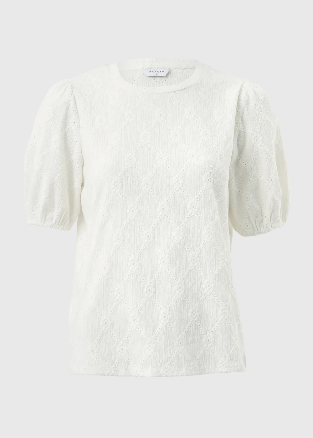 Cream Textured Puff Sleeve Top - 10 Image 4
