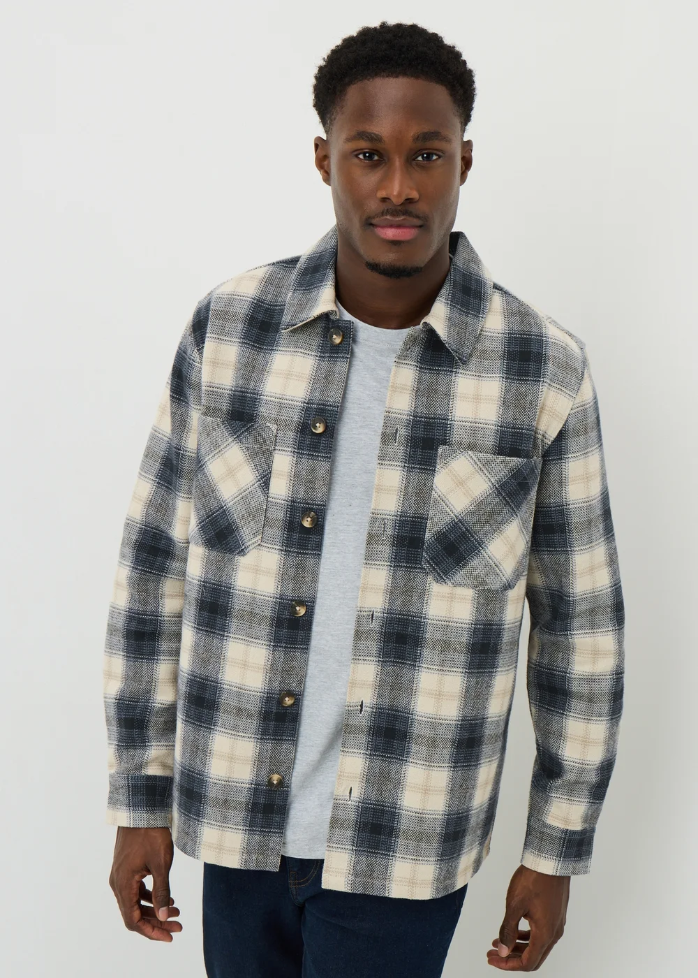 Blue Check Shacket - S Image 1