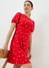 Red Ditsy Floral Supersoft Mini Dress - Size 8 Image 1