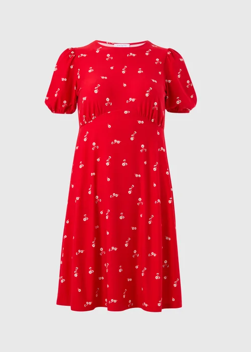 Red Ditsy Floral Supersoft Mini Dress - Size 8 Image 4