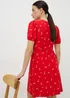 Red Ditsy Floral Supersoft Mini Dress - Size 8 Image 3