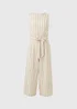 Cream Stripe Belted Culotte Jumpsuit - Size 8 Image 4